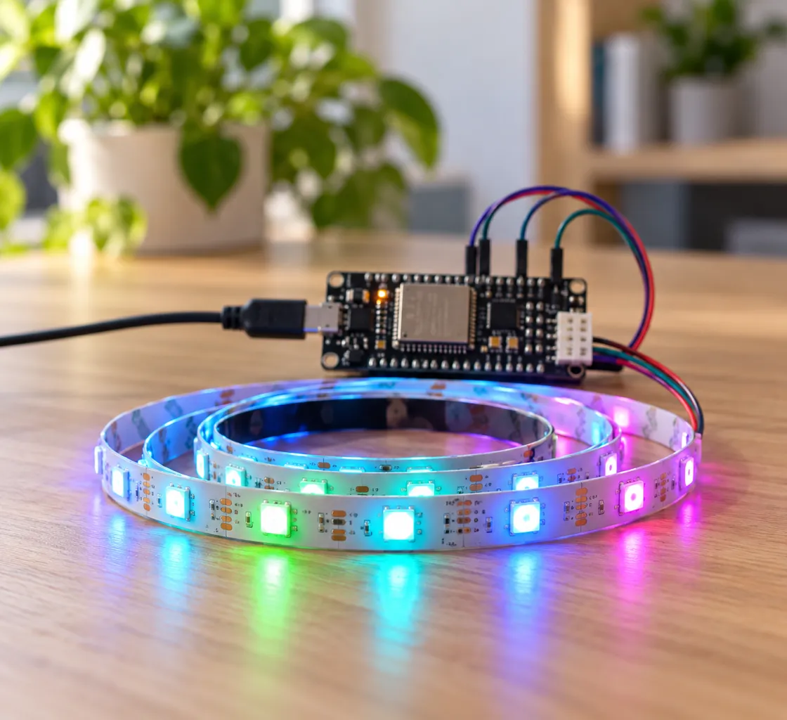 Illustrative ESP32 smart light project with RGB LED strip